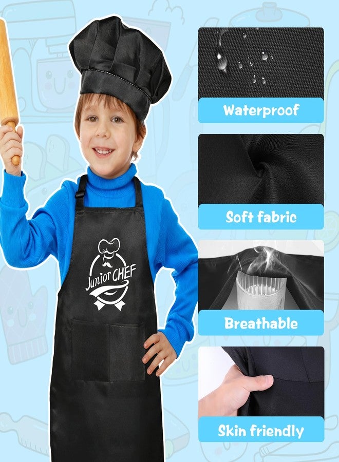 YFDFFSDCY Kids Apron and Chef Hat Set, “Junior CHEF” Adjustable Funny Apron Child Kitchen Apron Cooking Baking Painting with 2 Pockets for Boys and Girls - Image 5